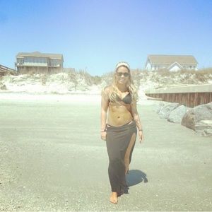 Black Full Length Skirt with Slit